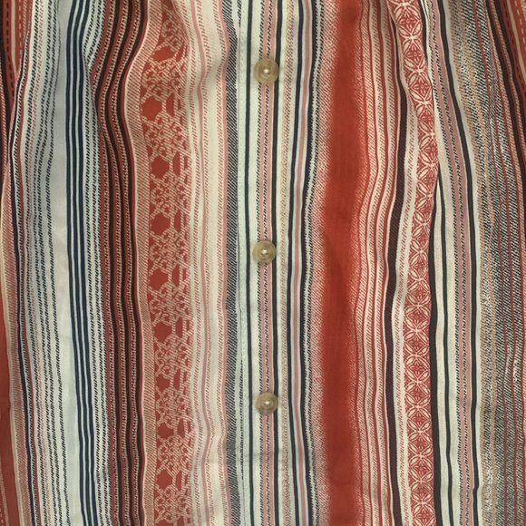 NWT NOBO BROWN/RUST/WHITE STRIPE FLUTTER SLEEVE SQUARE NECK SMOCK TOP XL (15-17) - Picture 9 of 12